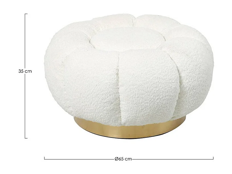 Pouf en tissu bouclé blanc - FLOREL