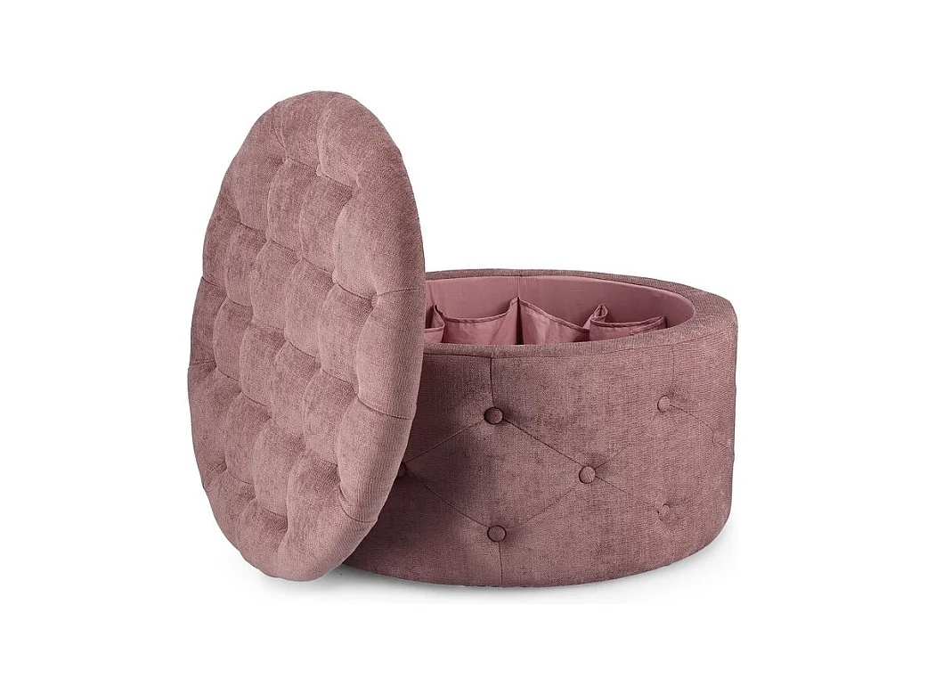 Puff para arrumação de sapatos em tecido rosa escuro - ERNESTINE