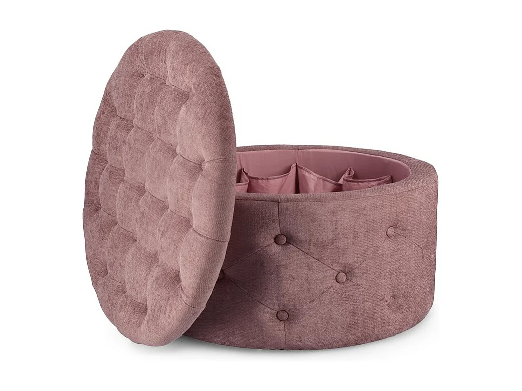 Pouf de rangement pour chaussures en tissu rose foncé - ERNESTINE