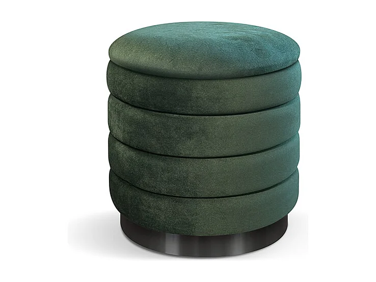 Pouf de rangement en tissu effet velours vert - ARENDAL