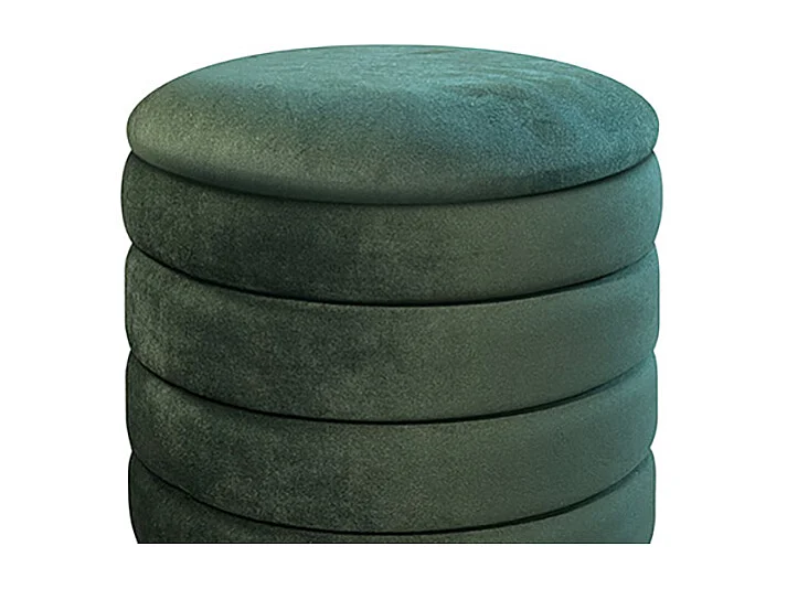 Pouf de rangement en tissu effet velours vert - ARENDAL