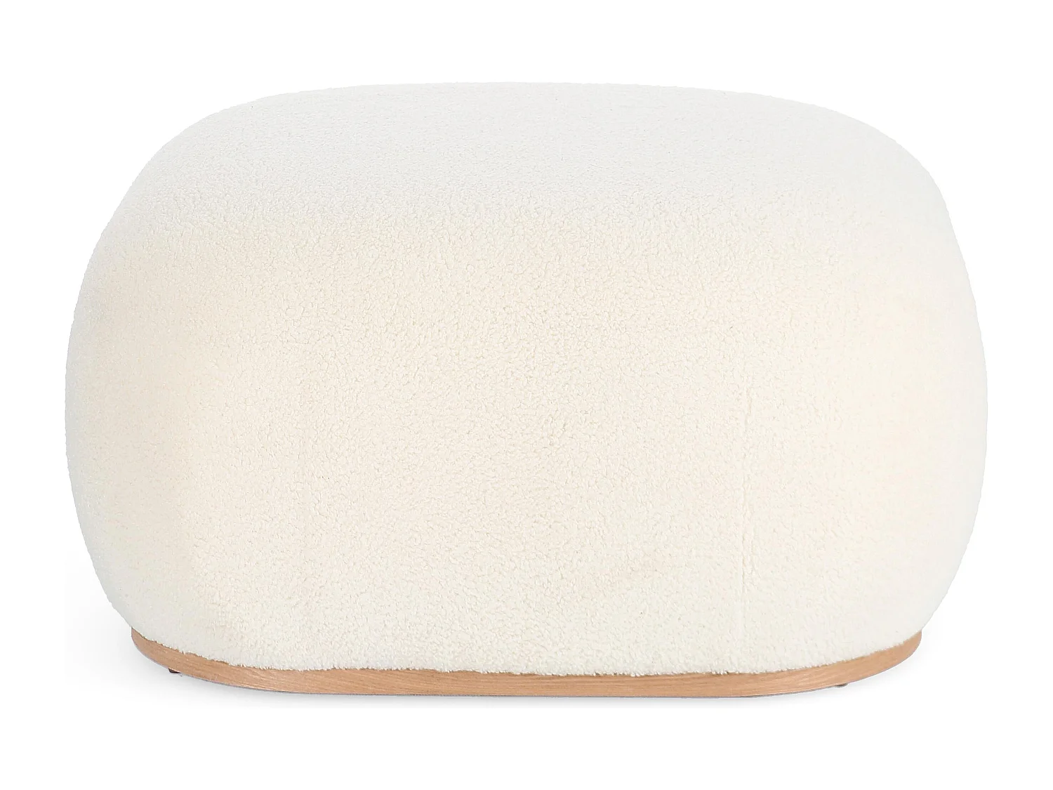 Pouf en tissu blanc et base en bois - MIRIANA