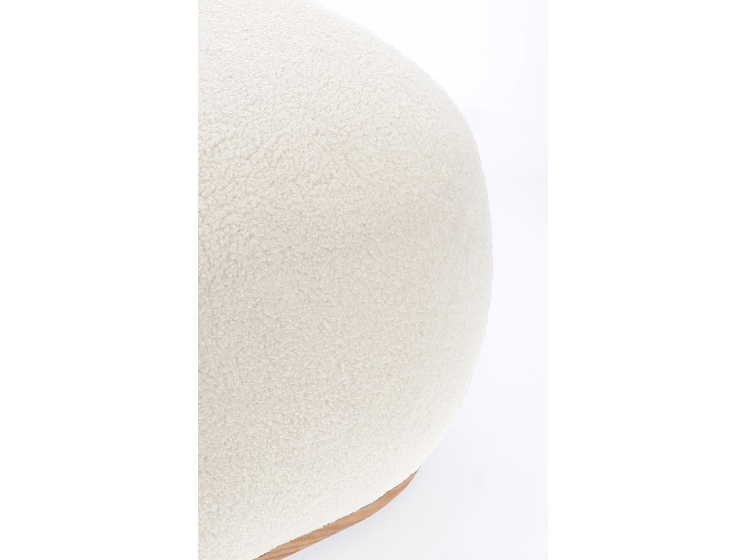 Pouf en tissu blanc et base en bois - MIRIANA