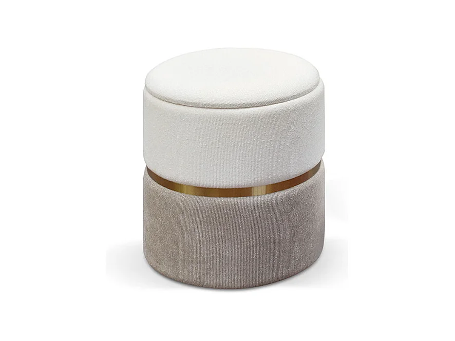 Set van 2 opbergpoefen in wit en duifgrijs fluweeleffect - SKIEN