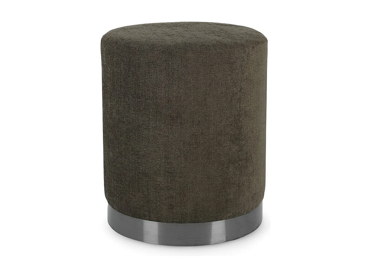 Puff de tecido castanho tomilho com anel de metal - ERNESTINE