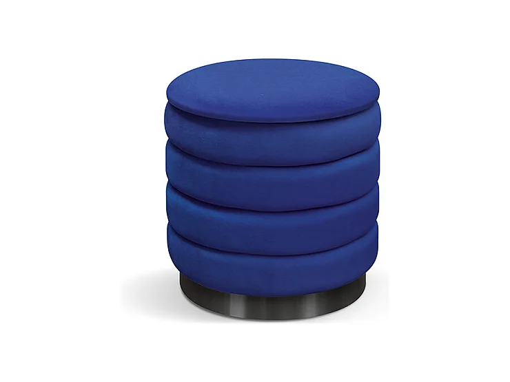 Pufa do przechowywania z niebieskiej tkaniny z efektem aksamitu - ARENDAL