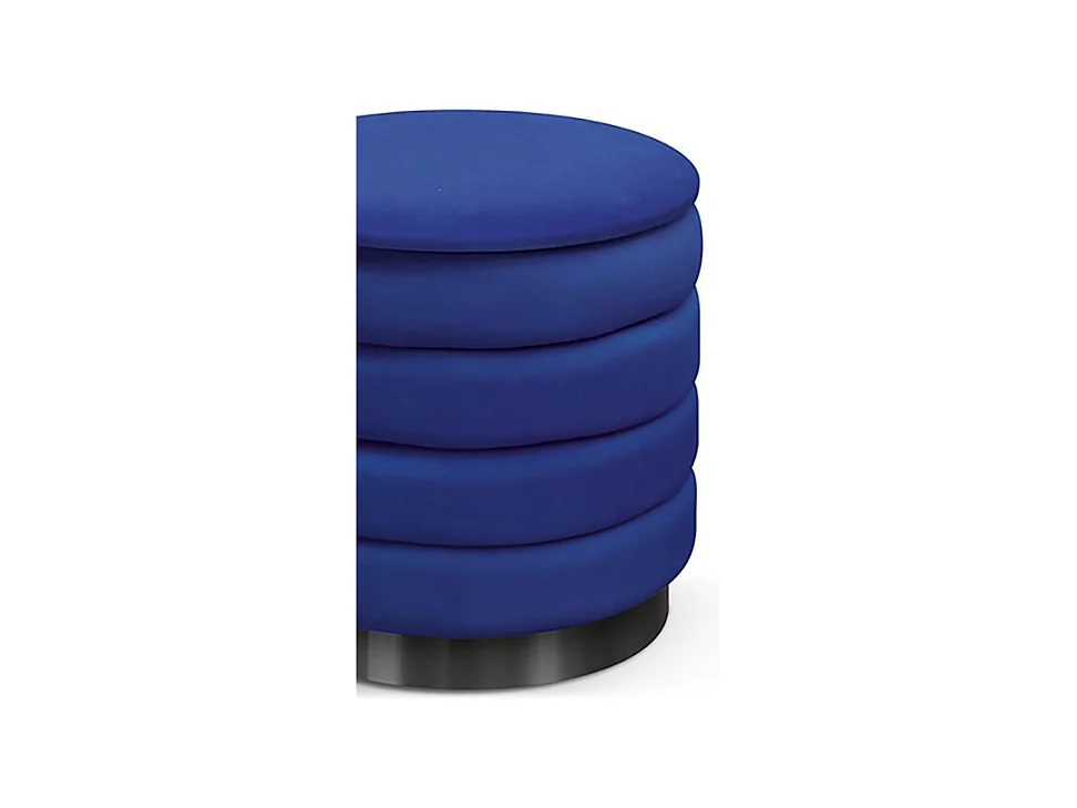 Pouf de rangement en tissu effet velours bleu - ARENDAL