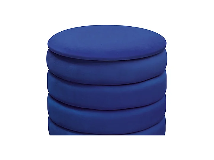 Pouf de rangement en tissu effet velours bleu - ARENDAL