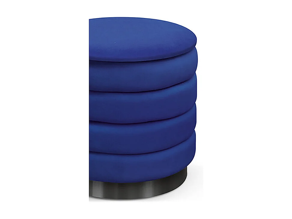 Pouf de rangement en tissu effet velours bleu - ARENDAL