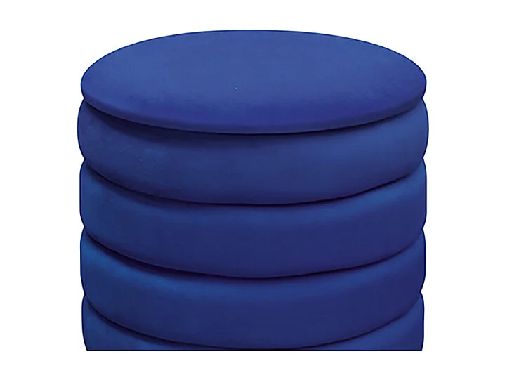 Pouf de rangement en tissu effet velours bleu - ARENDAL