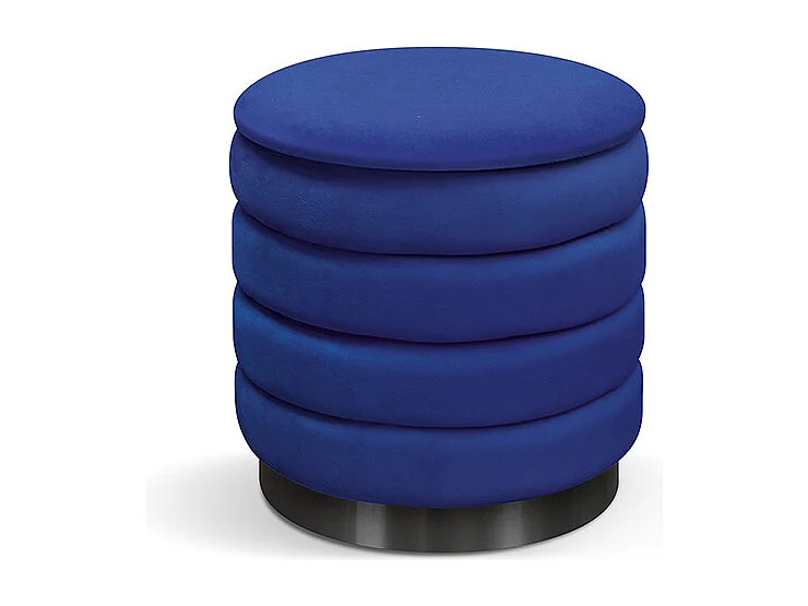 Pouf de rangement en tissu effet velours bleu - ARENDAL
