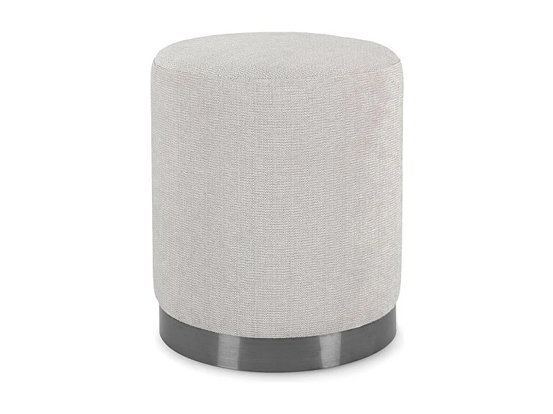 Jasnoszara pufa z tkaniny z metalowym pierścieniem - ERNESTINE