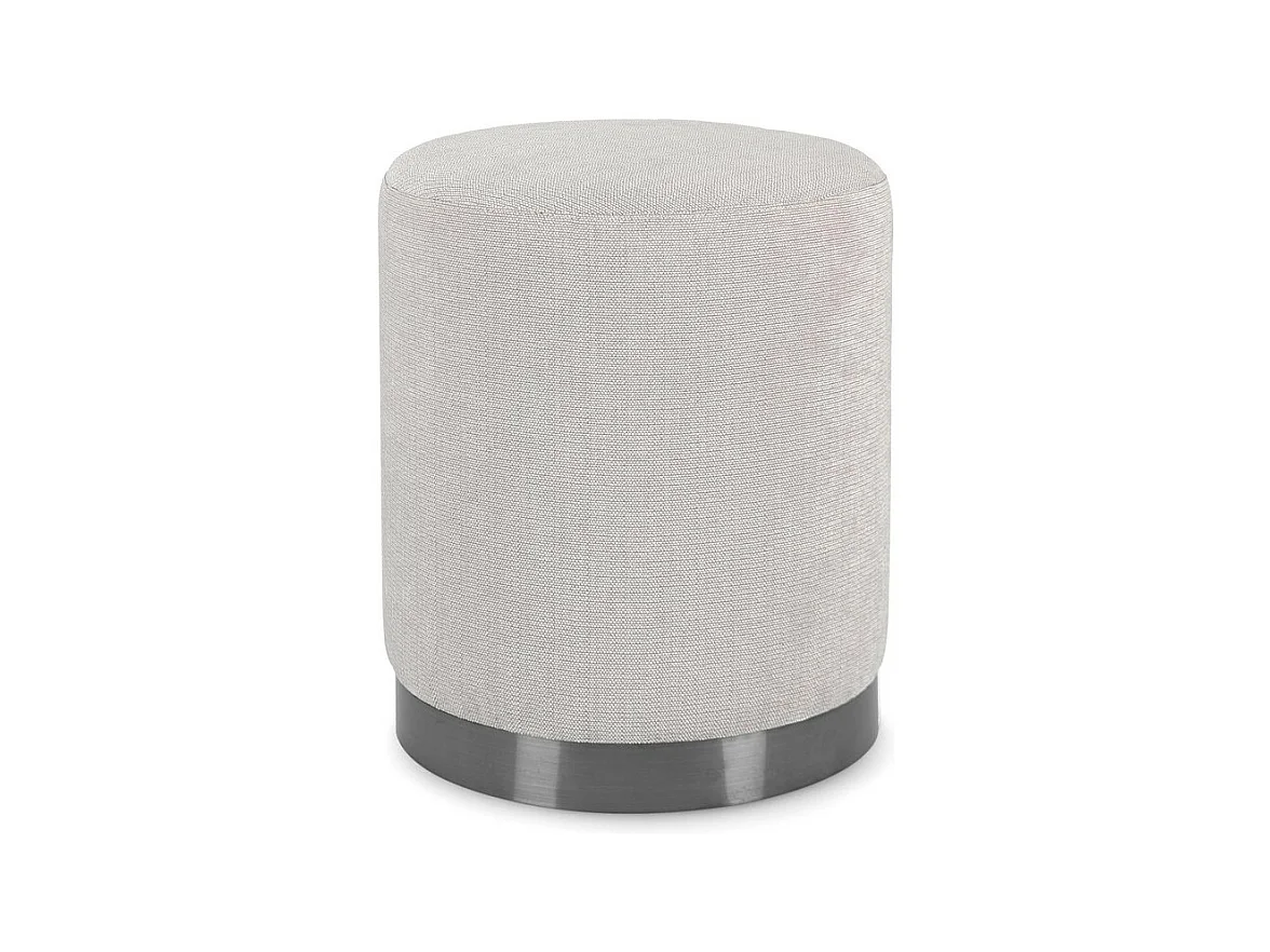 Pouf in tessuto grigio chiaro e anello color metallo - ERNESTINE