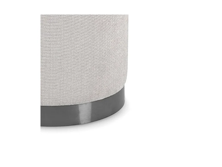 Pouf in tessuto grigio chiaro e anello color metallo - ERNESTINE