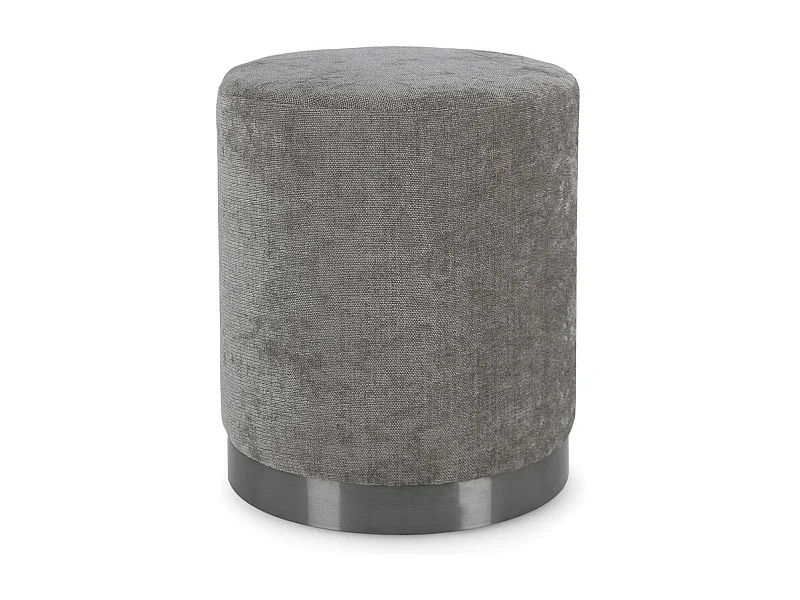 Pouf en tissu gris foncé avec anneau en métal - ERNESTINE