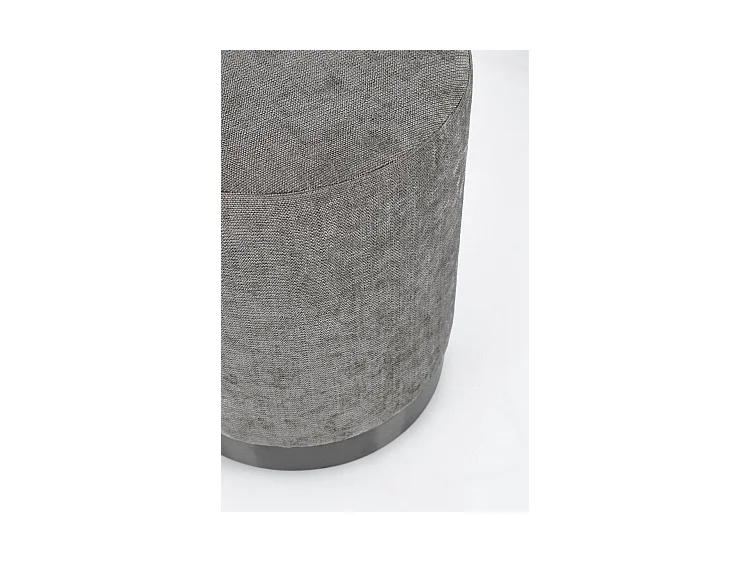 Donkergrijze stoffen poef met metalen ring - ERNESTINE