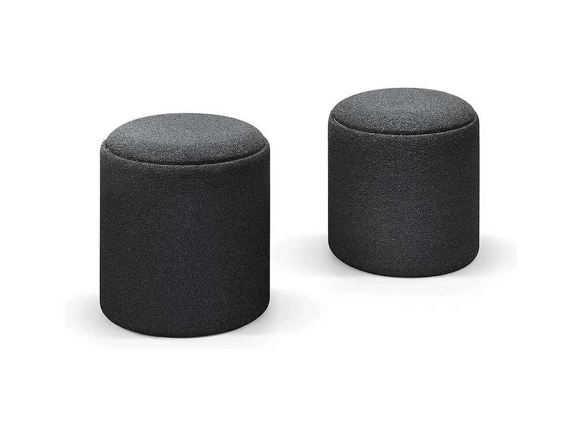 Lot de 2 poufs en tissu gris et bois, transformables en table basse - BERGEN