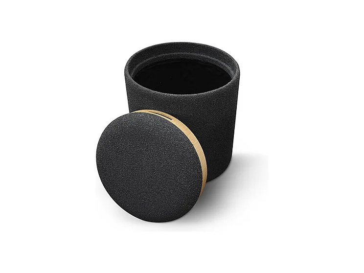 Lot de 2 poufs en tissu gris et bois, transformables en table basse - BERGEN