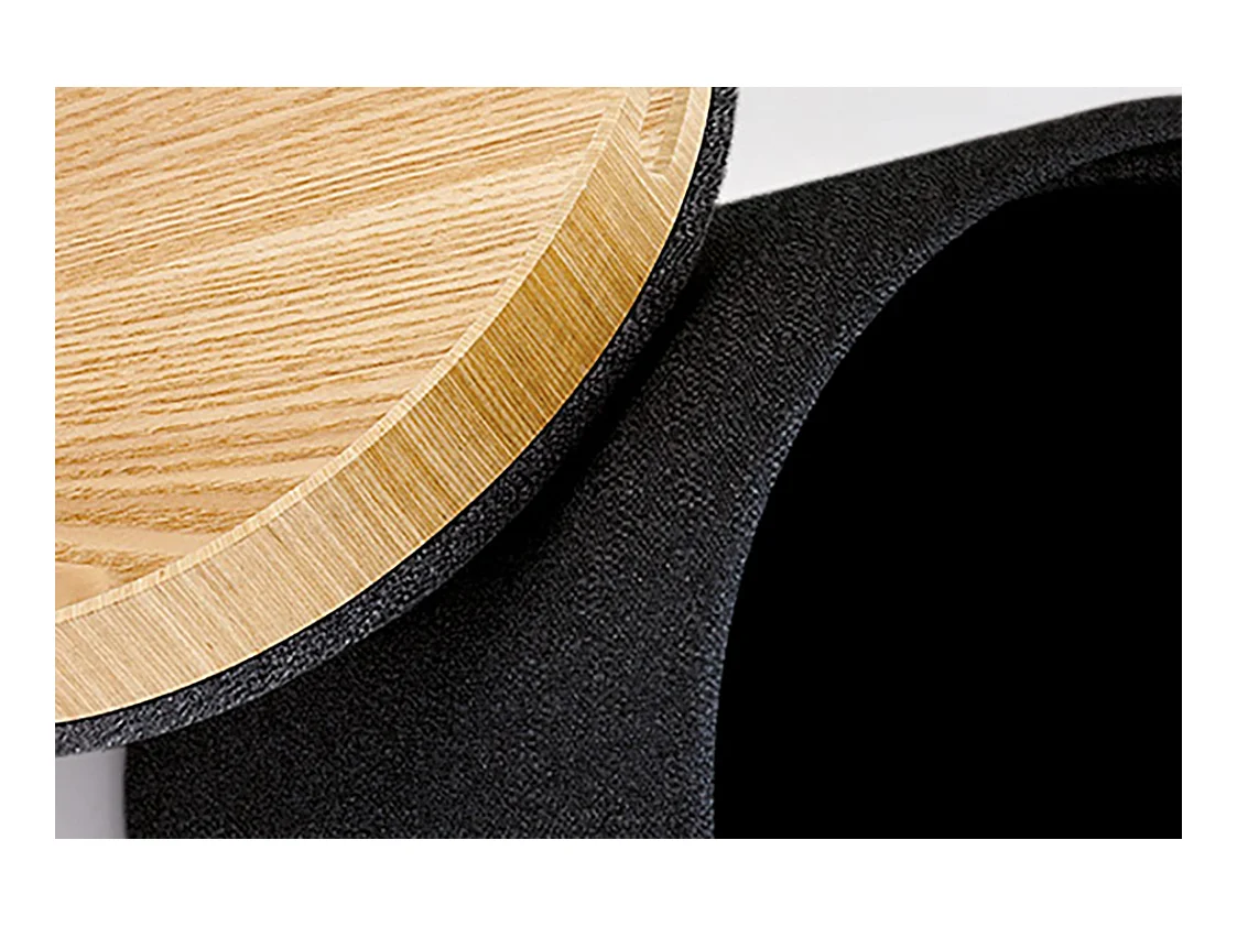 Set aus 2 Hockern aus grauem Stoff und Holz, umwandelbar in einen Couchtisch - BERGEN