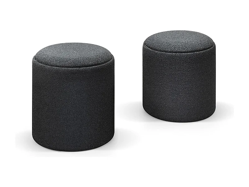 Lote de 2 pufs de tela gris y madera, convertibles en mesita baja - BERGEN