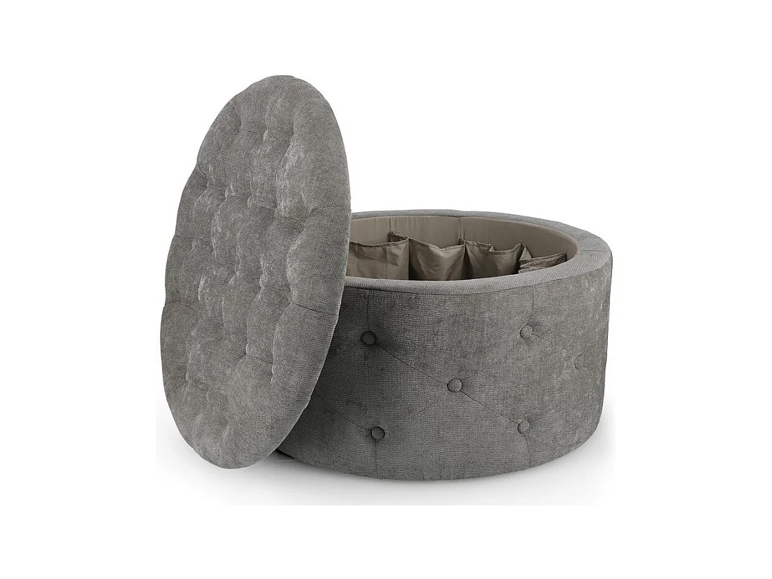 Pouf de rangement pour chaussures en tissu gris foncé - ERNESTINE