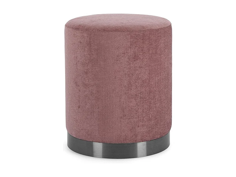 Ciemnoróżowa pufa z tkaniny z metalowym pierścieniem - ERNESTINE