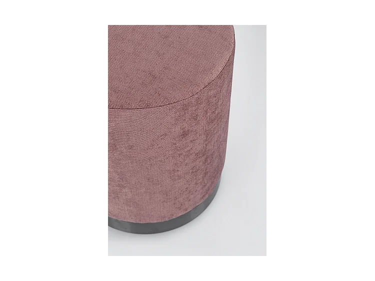 Hocker aus dunkelrosa Stoff mit Metallring - ERNESTINE
