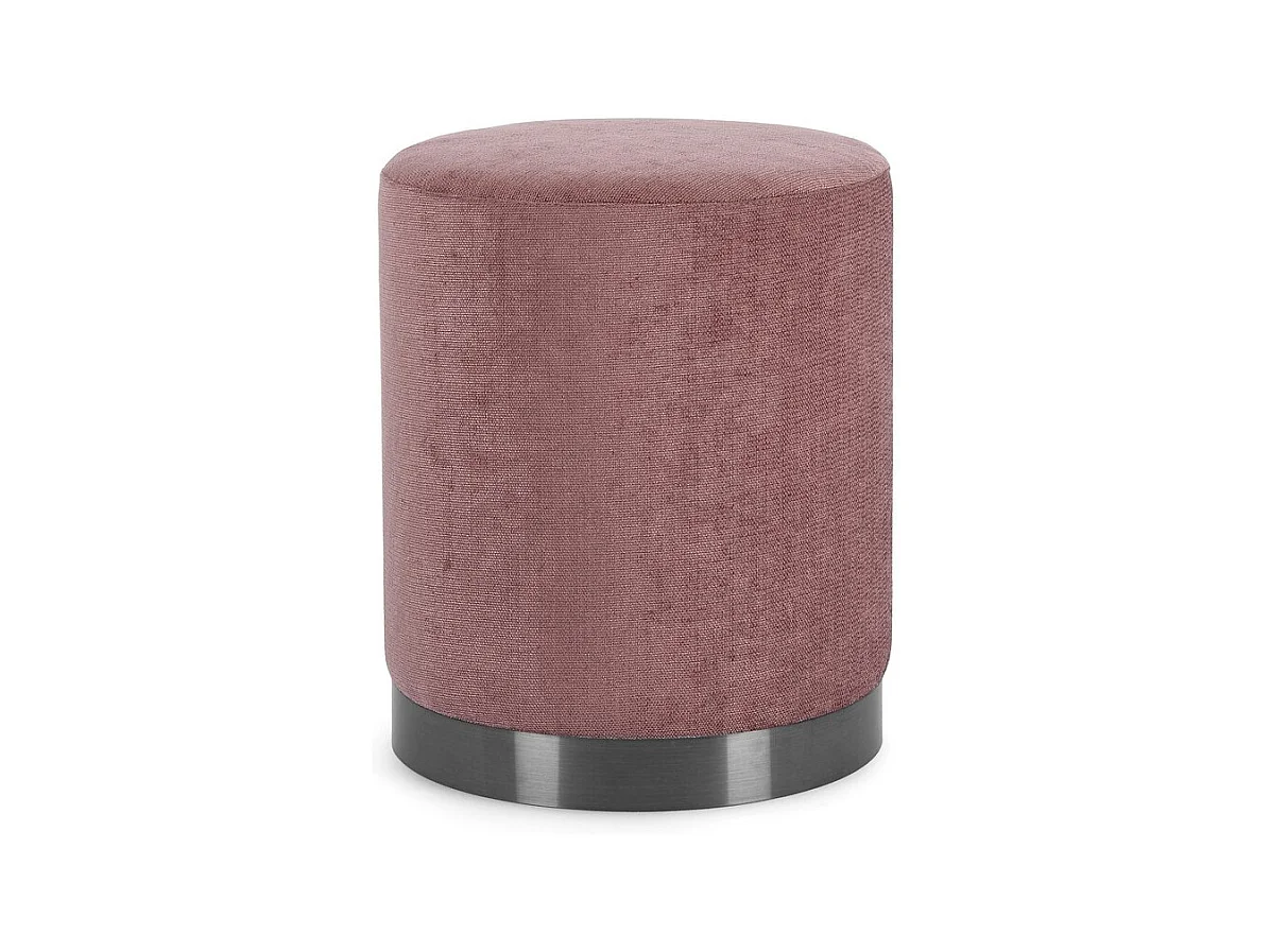 Pouf en tissu rose foncé avec anneau en métal - ERNESTINE