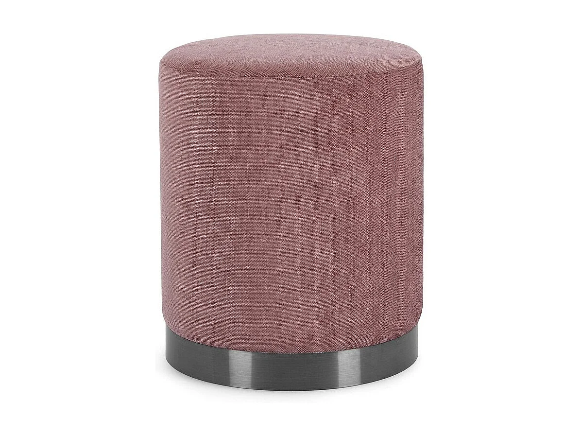 Pouf en tissu rose foncé avec anneau en métal - ERNESTINE