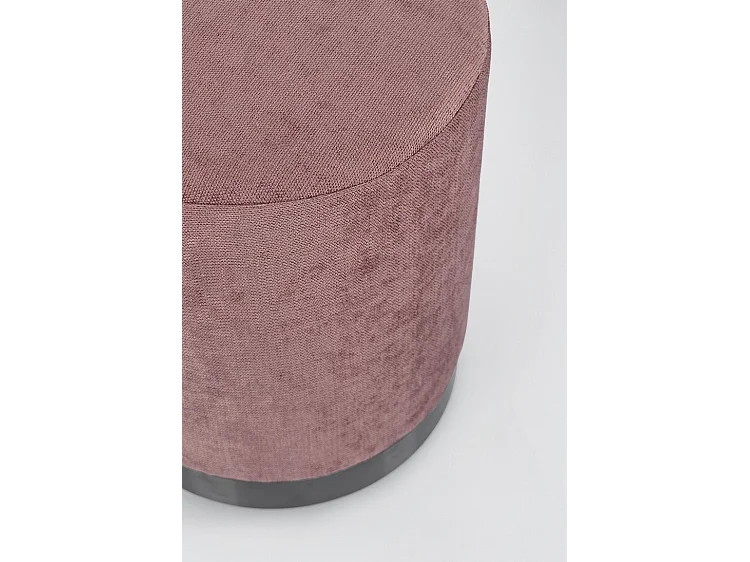 Pouf en tissu rose foncé avec anneau en métal - ERNESTINE