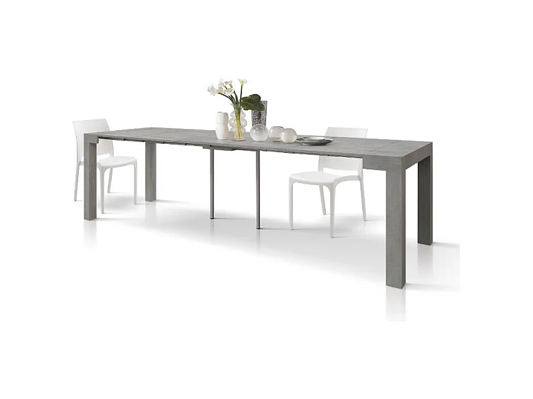 Ausziehbarer Konsolentisch in Zementgrau 90×45 cm - 90×300 cm - VIAREGGIO