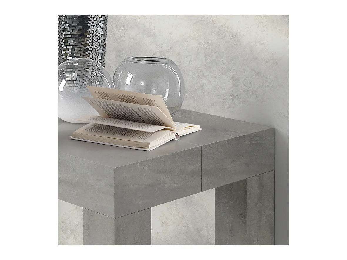Ausziehbarer Konsolentisch in Zementgrau 90×45 cm - 90×300 cm - VIAREGGIO