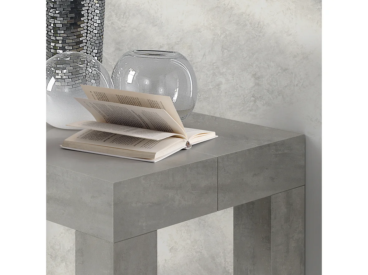 Wysuwany stół konsolowy 90×45 cm z efektem szarego cementu - 90×300 cm - VIAREGGIO