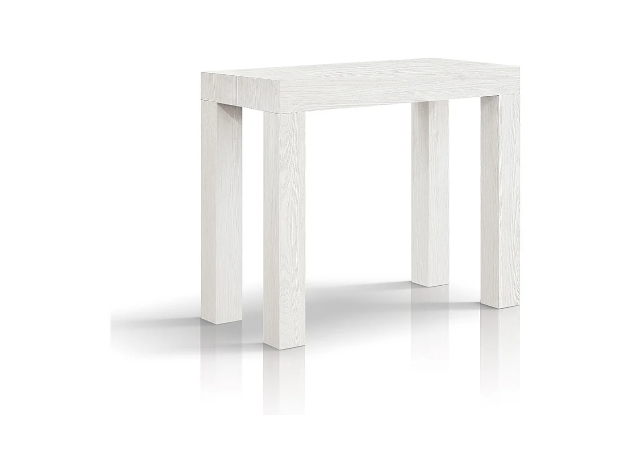Table console à rallonge en effet frêne blanc 90×45 cm - 90×300 - VIAREGGIO
