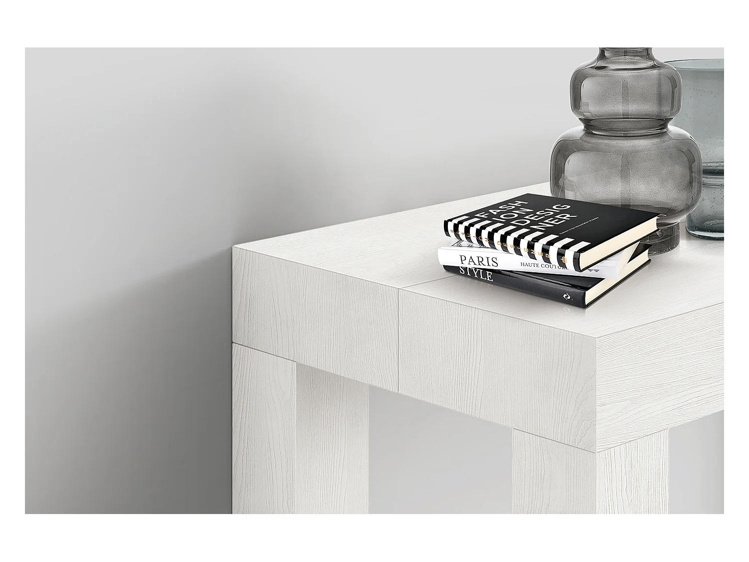 Consola extensible efecto fresno blanco 90×45 cm - 90×300 - VIAREGGIO