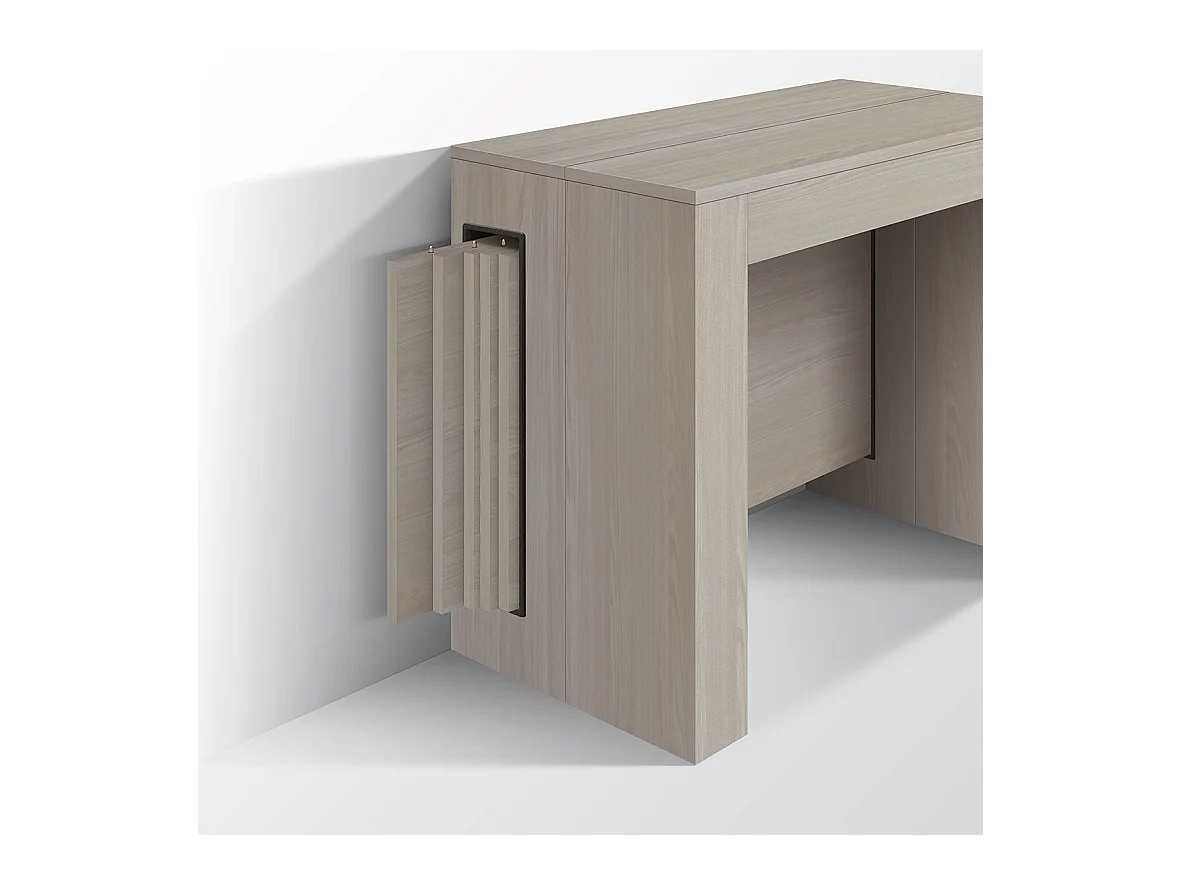 Mesa de consola extensível em madeira, acabamento em olmo pérola 90×45-90×295 cm - GAIOLE