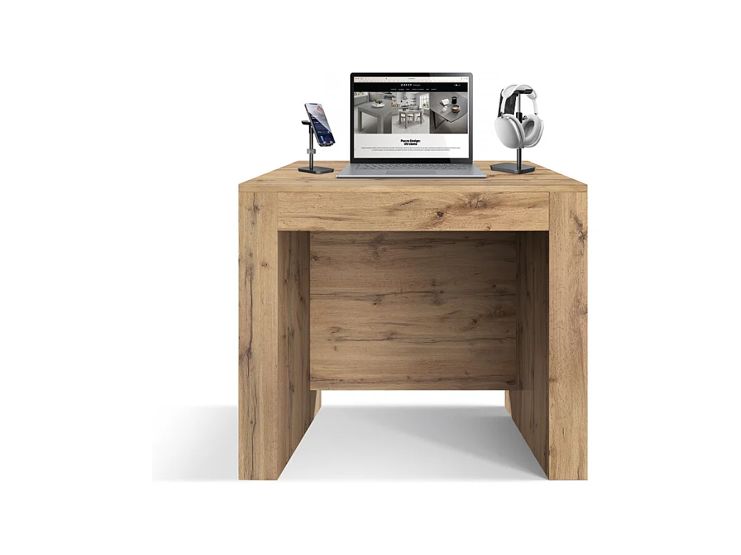 Consola extensible de madera, acabado roble rústico 90×45-90×295 cm - GAIOLE