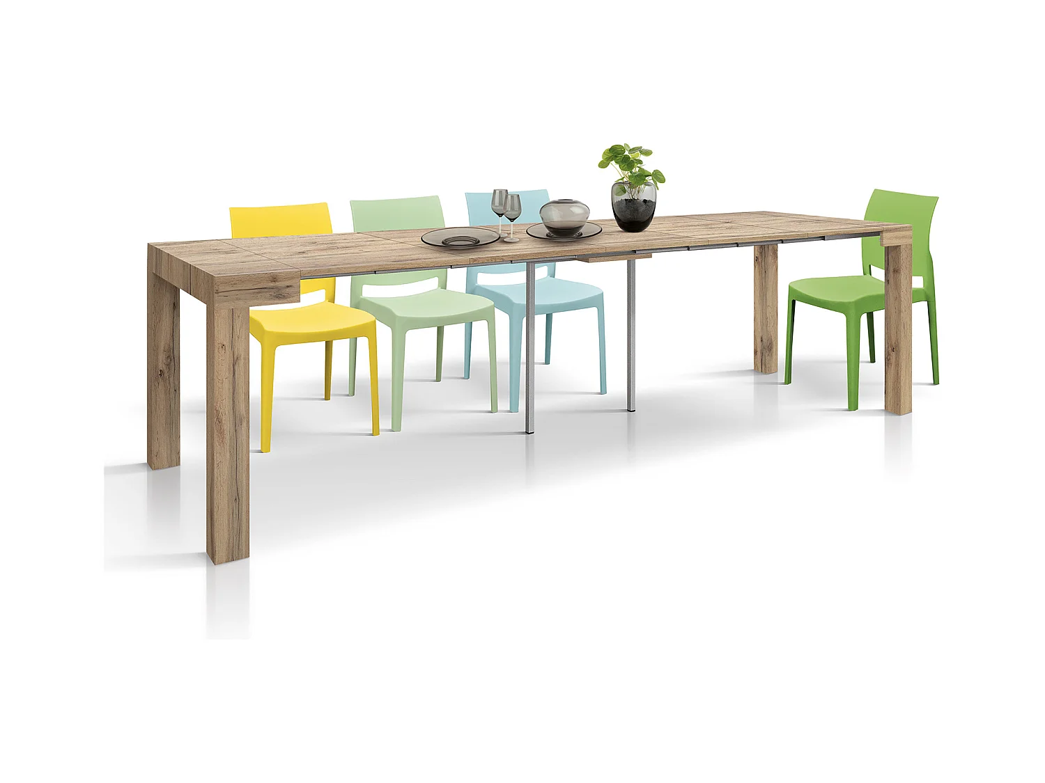 Table console à rallonge effet chêne 90×45 cm - 90×300 - VIAREGGIO