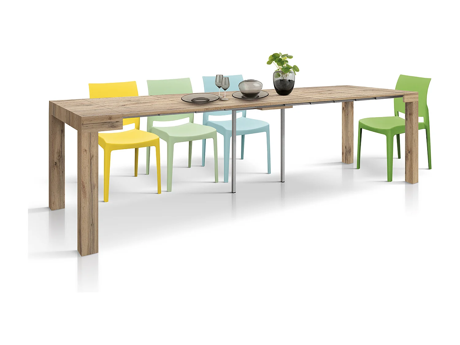 Uitschuifbare consoletafel eiken effect 90×45 cm - 90×300 - VIAREGGIO