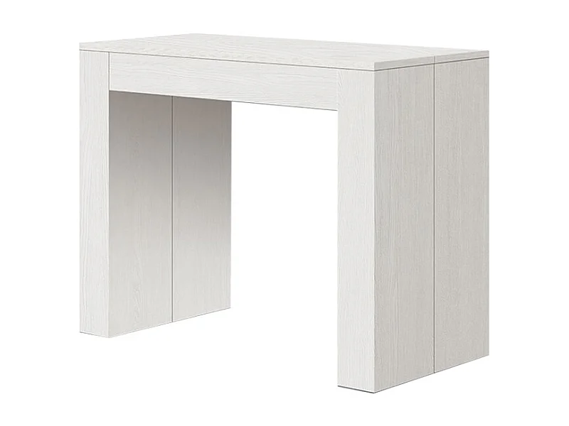 Console à rallonge en bois, finition frêne blanc 90×45-90×300 - LERICI