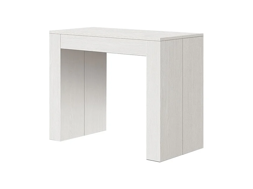Console à rallonge en bois, finition frêne blanc 90×45-90×300 - LERICI