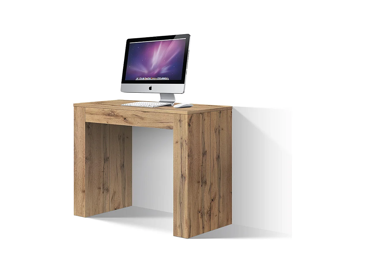 Ausziehbarer Konsolentisch aus Holz, rustikale Eiche 90×45-90×300 cm - LERICI