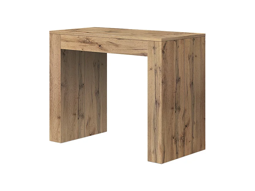 Console à rallonge en bois, finition chêne rustique 90×45-90×300 cm - LERICI
