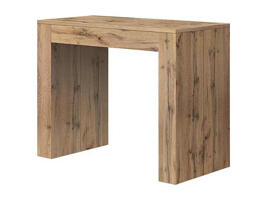 Mesa de consola extensível em madeira, acabamento em carvalho rústico 90×45-90×300 cm - LERICI