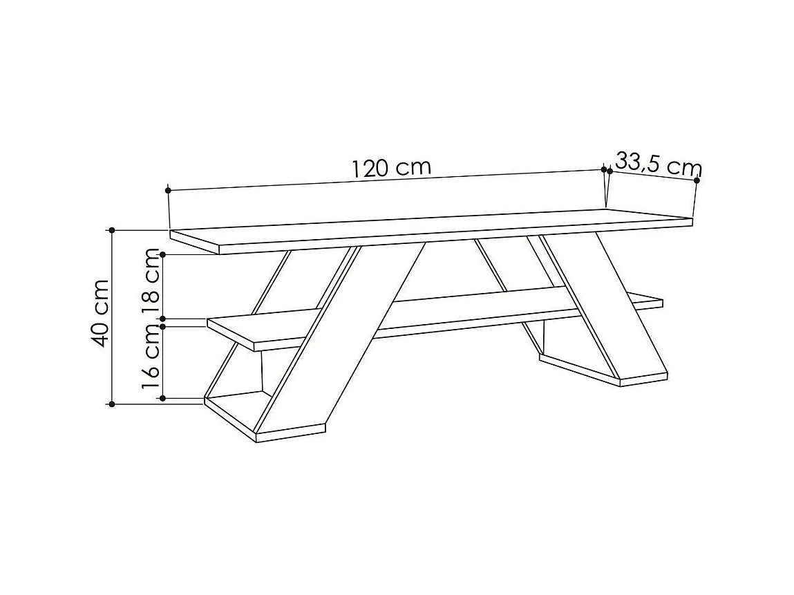Meuble TV 3 étagères L120 cm - Farfalla