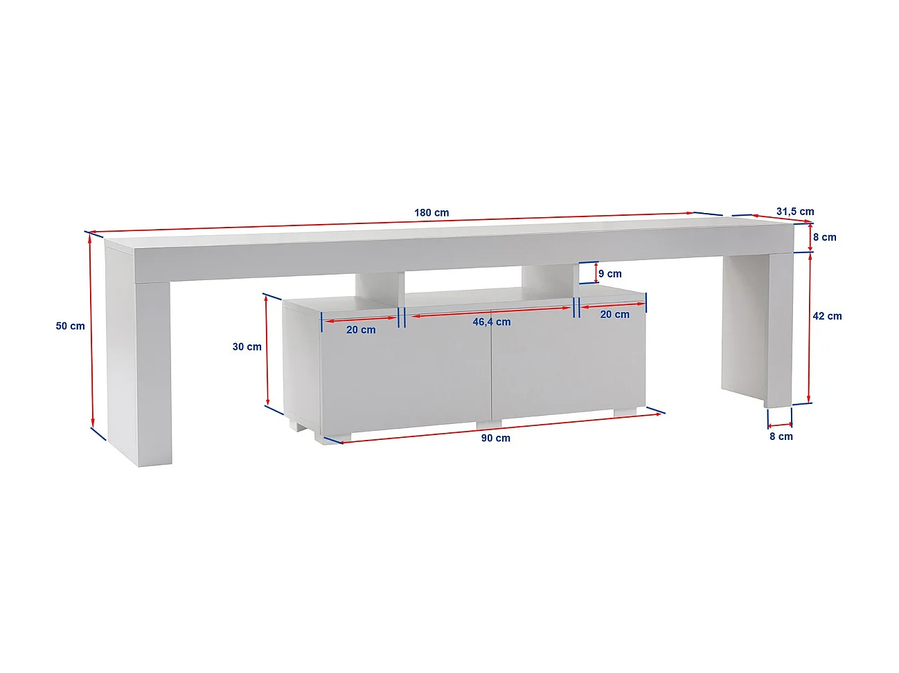 Meuble TV 2 portes rabattables L180 cm - ENCLAVE