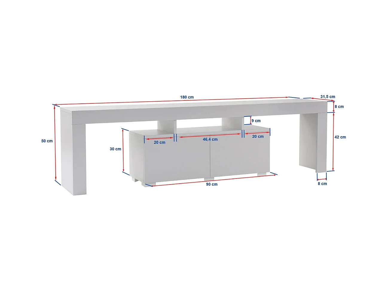 Meuble TV 2 portes rabattables L180 cm - ENCLAVE