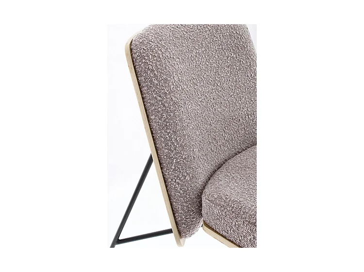 Fauteuil in duifgrijze bouclé-effect stof en zwarte stalen poten - EMERSON