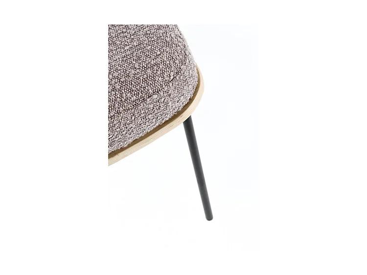 Fauteuil in duifgrijze bouclé-effect stof en zwarte stalen poten - EMERSON