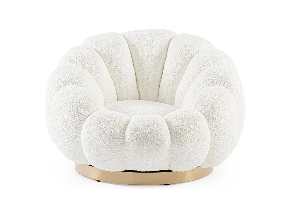 Fauteuil pivotant en tissu bouclé blanc - FLOREL